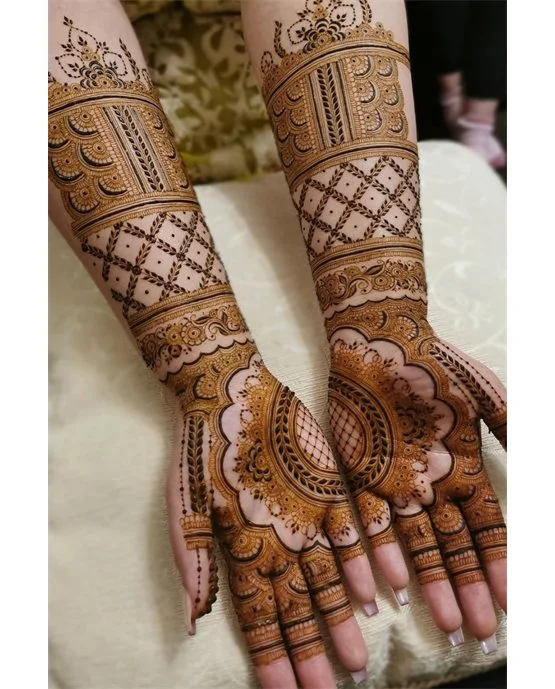 Festive Bracelet With Rose Featuring Front Full Hand Mehndi Design